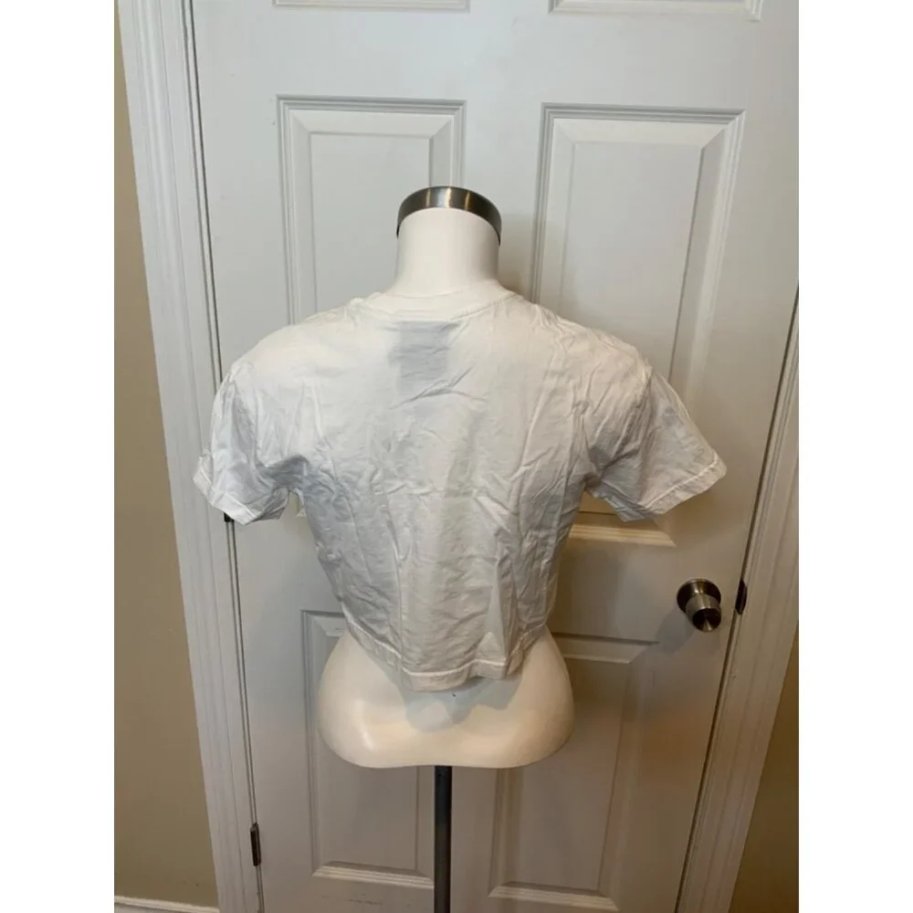 Nike White Short Sleeve Affirmation Cropped T-Shirt, Size Small